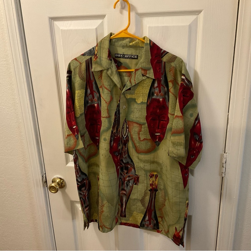 Box Office Green and Red Graphic Shirt